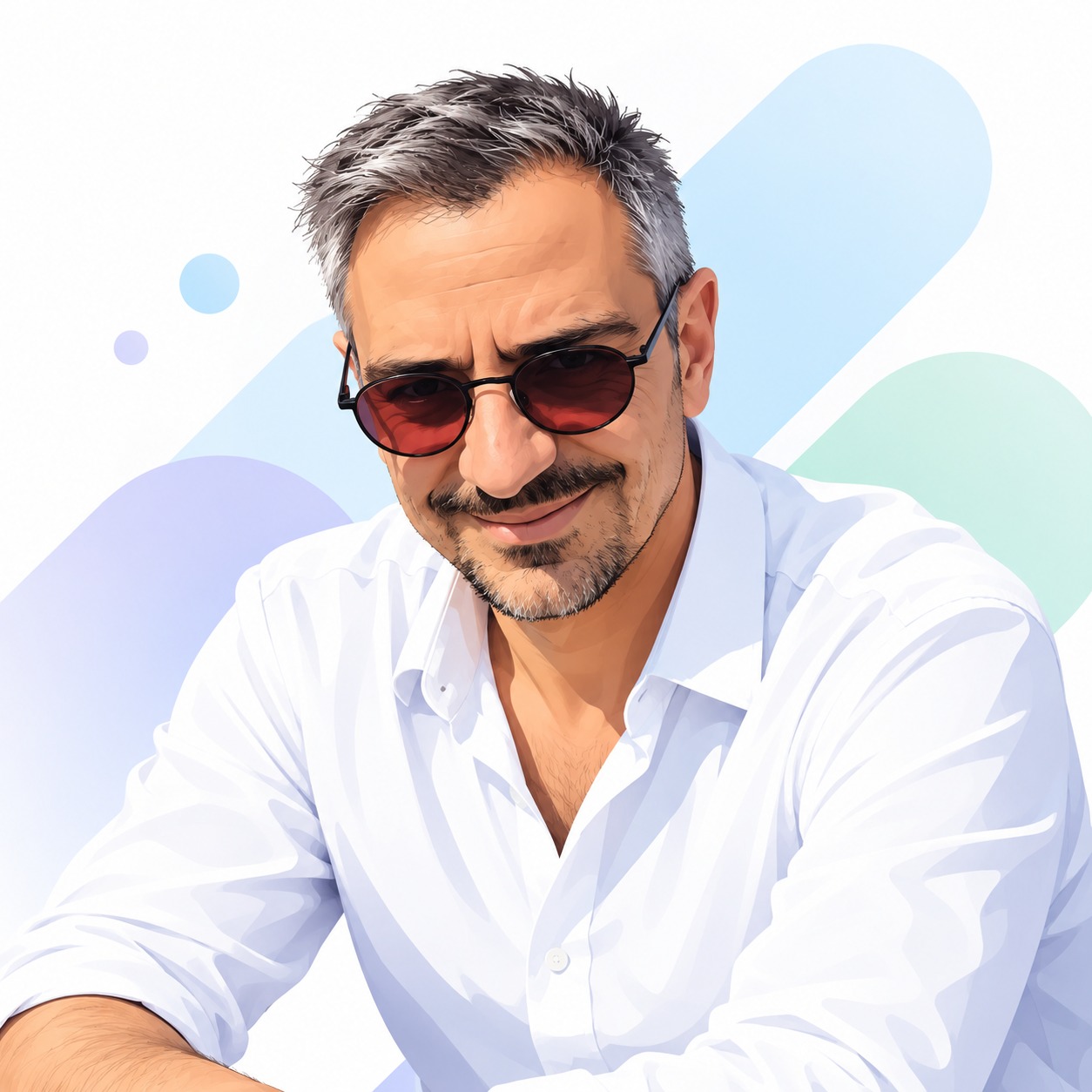 Illustrated portrait of Manuel Madeddu